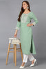 Sea Green Viscose Rayon Embroidered Straight Kurta VCK9218