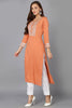 Coral Peach Viscose Rayon Embroidered Straight Kurta VCK9220