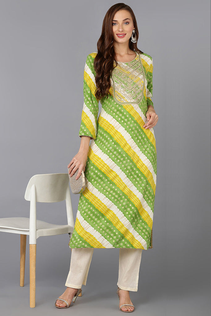 Cotton Blend Multicolor Printed Straight Kurta VCK9228