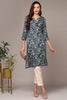 Cotton Blend Prussian Blue Printed Straight Kurta VCK9243