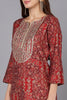 Red Silk Blend Ethnic Motifs Straight Kurta VCK9247