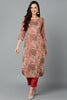 Cotton Blend Multicolored Printed Straight Kurta VCK9252