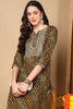 Olive Green Viscose Rayon Leheriya Printed Straight Kurta VCK9260