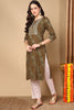 Olive Green Viscose Rayon Leheriya Printed Straight Kurta VCK9260