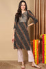 Black Viscose Rayon Leheriya Printed Straight Kurta VCK9262