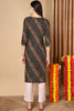 Black Viscose Rayon Leheriya Printed Straight Kurta VCK9262