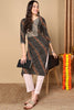 Black Viscose Rayon Leheriya Printed Straight Kurta VCK9262