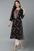 Cotton Blend Black Printed Straight Kurta VCK9269