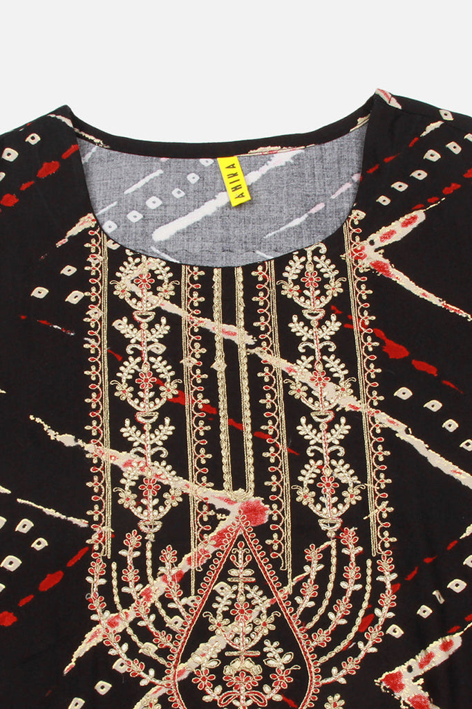 Cotton Blend Black Printed Straight Kurta VCK9269