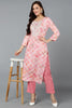 Cotton Blend Pink Printed Straight Kurta VCK9279