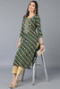 Green Viscose Rayon Leheriya Printed Straight Kurta VCK9287