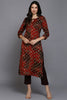 Red Silk Blend Ethnic Motifs Straight Kurta VCK9300