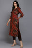 Red Silk Blend Ethnic Motifs Straight Kurta VCK9300