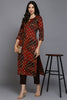 Red Silk Blend Ethnic Motifs Straight Kurta VCK9300