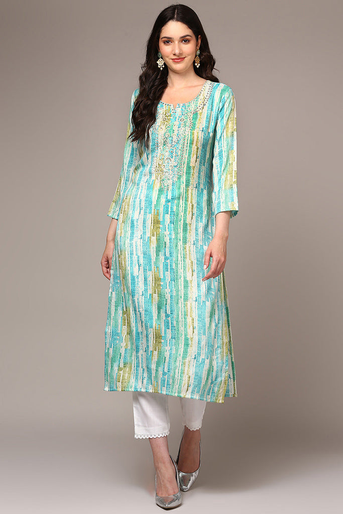 Blue Viscose Rayon Abstract Printed Kurta VCK9305