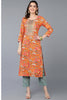 Orange Viscose Rayon Floral Printed Straight Kurta VCK9334