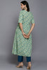 Sea Green Cotton Floral Straight Kurta VCK9338