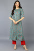 Sea Green Cotton Ethnic Motifs Flaired Kurta VCK9339