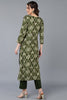 Green Viscose Rayon Printed Straight Kurta VCK9354