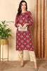 Maroon Viscose Rayon Printed Straight Kurta VCK9355