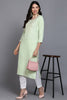 Lime Green Cotton Blend Embroidered Straight Kurta VCK9360