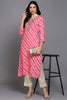 Pink Viscose Rayon Leheriya A-Line Kurta VCK9376