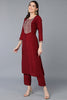 Silk Blend Maroon Embroidered Straight Kurta VCK9385