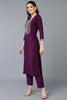 Silk Blend Purple Embroidered Straight Kurta VCK9396