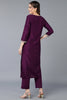 Silk Blend Purple Embroidered Straight Kurta VCK9396