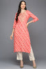 Peach Viscose Rayon Striped Straight Kurta VCK9431