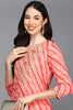 Peach Viscose Rayon Striped Straight Kurta VCK9431