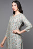 Blue Viscose Rayon Floral Straight Kurta VCK9436