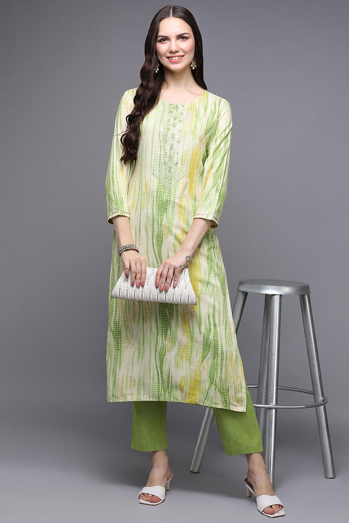 Cream Viscose Rayon Tie & Dye Straight Kurta VCK9444