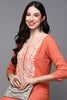 Orange Viscose Rayon Ethnic Motifs Straight Kurta VCK9456