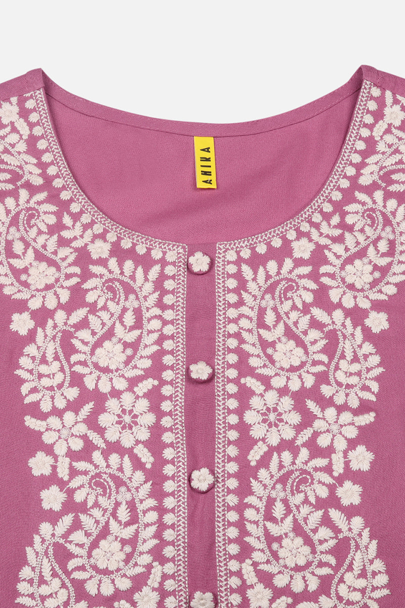 Pink Viscose Rayon Ethnic Motifs Straight Kurta VCK9457