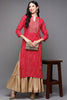 Pink Viscose Rayon Bandhani Straight Kurta VCK9468