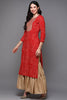 Red Viscose Rayon Bandhani Straight Kurta VCK9472