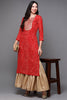 Red Viscose Rayon Bandhani Straight Kurta VCK9472