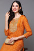 Orange Viscose Rayon Bandhani Straight Kurta VCK9473