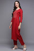 Red Silk Blend Ethnic Motifs Straight Kurta VCK9479