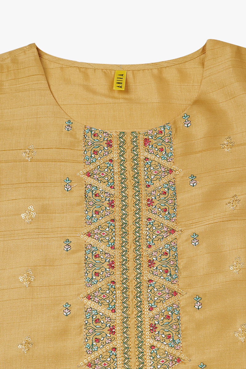 Yellow Silk Blend Ethnic Motifs Straight Kurta VCK9484