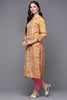 Yellow Cotton Blend Floral Straight Kurta VCK9491