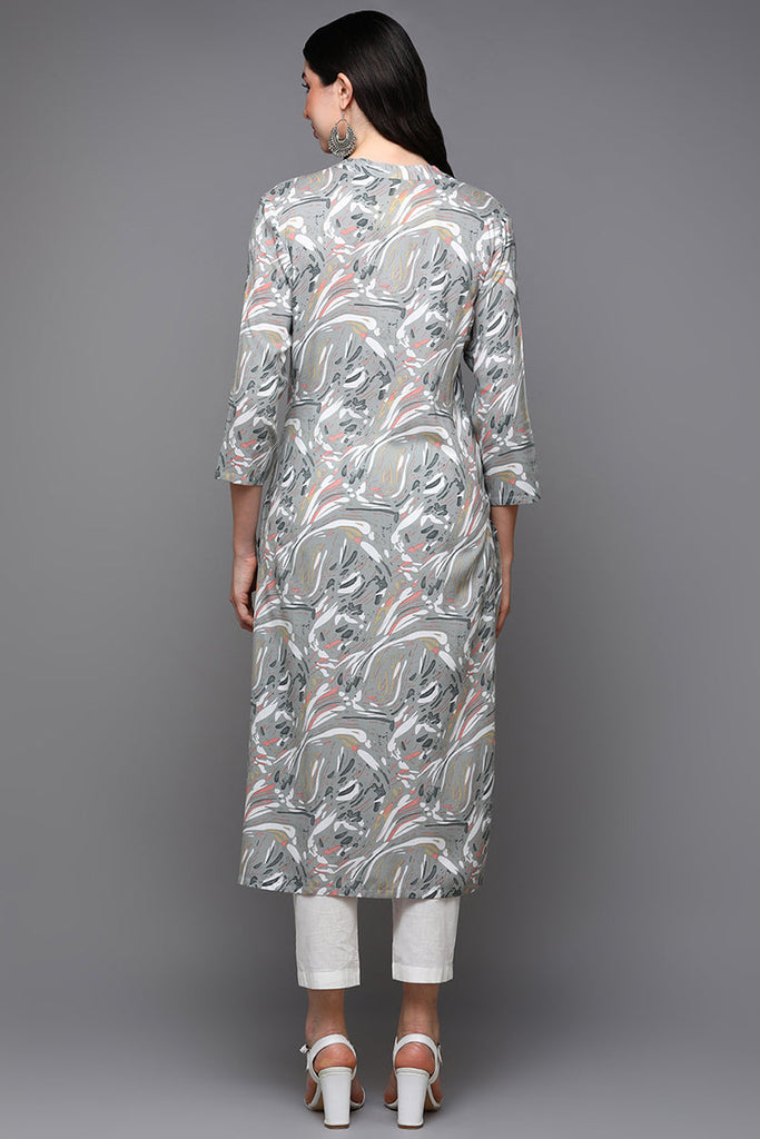 Grey Viscose Rayon Abstract Straight Kurta VCK9502