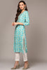 Turquoise Blue Viscose Rayon Ethnic Motifs Straight Kurta VCK9510