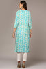 Turquoise Blue Viscose Rayon Ethnic Motifs Straight Kurta VCK9510