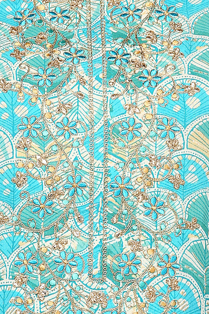 Turquoise Blue Viscose Rayon Ethnic Motifs Straight Kurta VCK9510