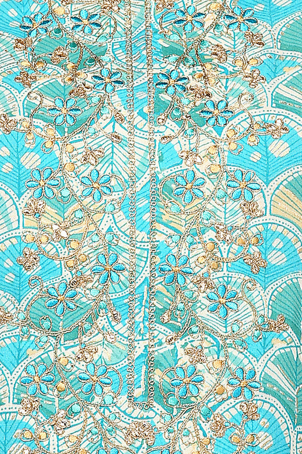 Turquoise Blue Viscose Rayon Ethnic Motifs Straight Kurta VCK9510
