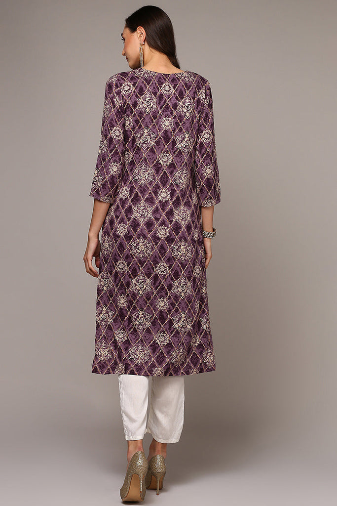 Purple Viscose Rayon Ethnic Motifs Straight Kurta VCK9512