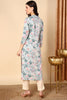 Blue Viscose Rayon Floral Printed Kurta VCK9518