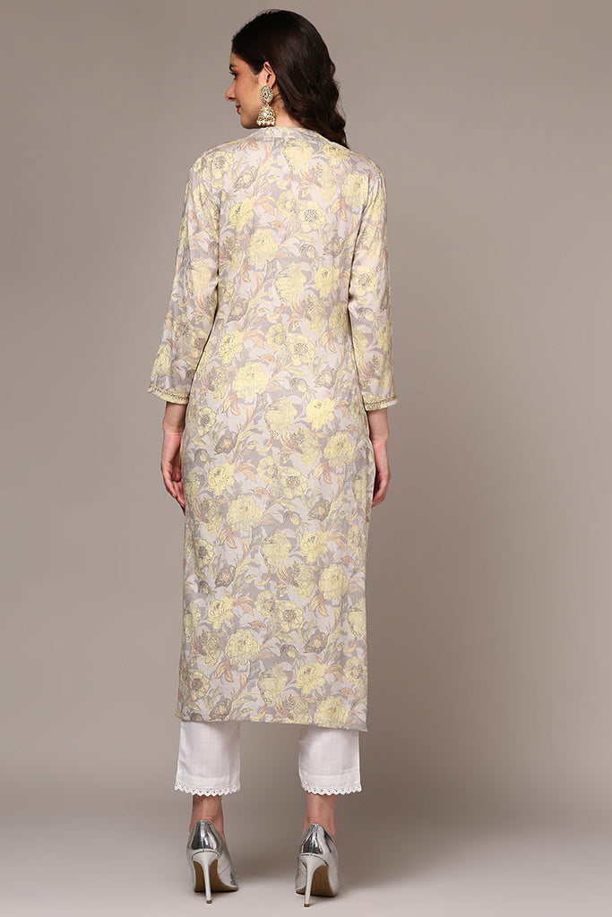 Grey Viscose Rayon Floral Printed Kurta VCK9519